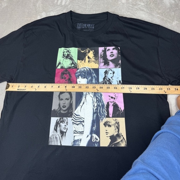 NWOT TS Taylor Swift The Eras Tour US Tour Dates Black 100% Cotton T-shirt XL - Picture 5 of 9